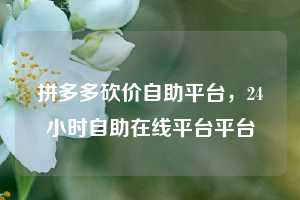 拼多多砍价自助平台，24小时自助在线平台平台