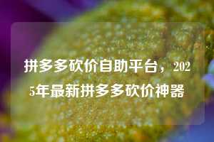 拼多多砍价自助平台，2025年最新拼多多砍价神器