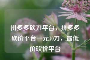 拼多多砍刀平台，拼多多砍价平台一元10刀，最低价砍价平台