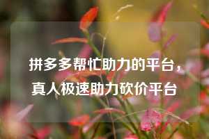 拼多多帮忙助力的平台，真人极速助力砍价平台