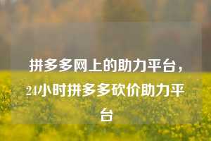 拼多多网上的助力平台，24小时拼多多砍价助力平台