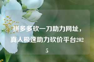 拼多多砍一刀助力网址，真人极速助力砍价平台2025