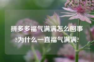拼多多福气满满怎么回事?为什么一直福气满满?