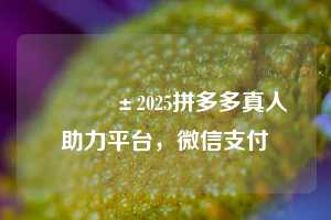 📱2025拼多多真人助力平台，微信支付