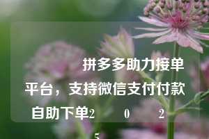 🔥拼多多助力接单平台，支持微信支付付款自助下单2️⃣0️⃣2️⃣5️⃣