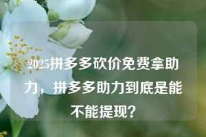 2025拼多多砍价免费拿助力，拼多多助力到底是能不能提现？