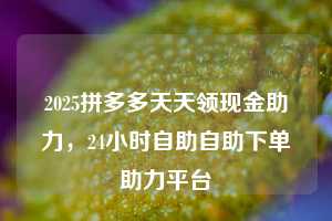 2025拼多多天天领现金助力，24小时自助自助下单助力平台