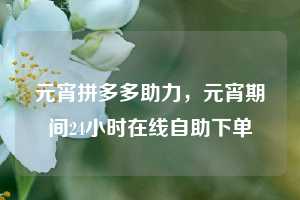 元宵拼多多助力，元宵期间24小时在线自助下单