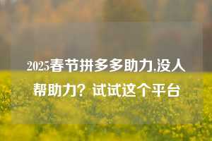 2025春节拼多多助力,没人帮助力？试试这个平台