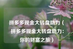 拼多多现金大转盘助力（ 拼多多现金大转盘助力：你的财富之旅）