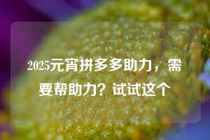 2025元宵拼多多助力,需要帮助力?试试这个