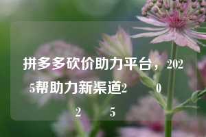 拼多多砍价助力平台，2025帮助力新渠道2️⃣0️⃣2️⃣5️⃣
