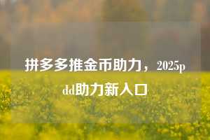拼多多推金币助力，2025pdd助力新入口