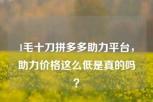 1毛十刀拼多多助力平台，助力价格这么低是真的吗？