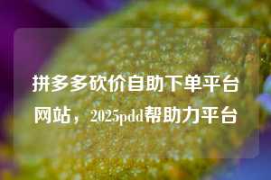 拼多多砍价自助下单平台网站，2025pdd帮助力平台
