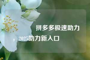 🔥拼多多极速助力，2025助力新入口💯💯💯