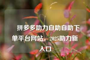 ✅拼多多助力自助自助下单平台网站，2025助力新入口