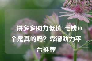 ✅拼多多助力低价1毛钱10个是真的吗?靠谱助力平台推荐
