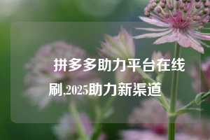 ✅✅拼多多助力平台在线刷,2025助力新渠道