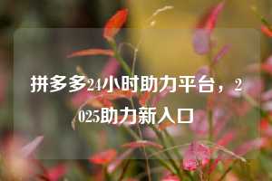 拼多多24小时助力平台，2025助力新入口