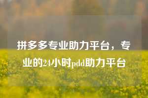 拼多多专业助力平台，专业的24小时pdd助力平台
