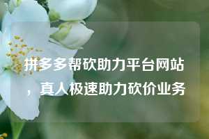 拼多多帮砍助力平台网站,真人极速助力砍价业务
