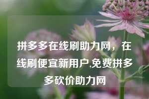 拼多多在线刷助力网，在线刷便宜新用户,免费拼多多砍价助力网