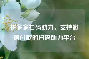 拼多多扫码助力，支持微信付款的扫码助力平台