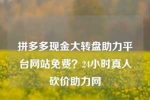 拼多多现金大转盘助力平台网站免费？24小时真人砍价助力网