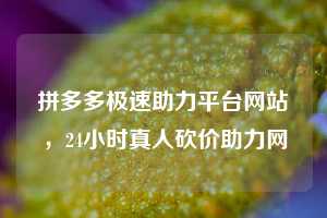 拼多多极速助力平台网站，24小时真人砍价助力网