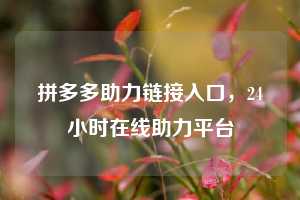 拼多多助力链接入口，24小时在线助力平台