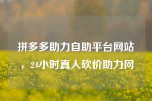 拼多多助力自助平台网站，24小时真人砍价助力网