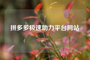 拼多多极速助力平台网站