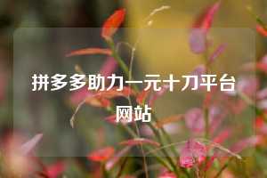 拼多多助力一元十刀平台网站