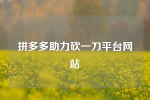 拼多多助力砍一刀平台网站