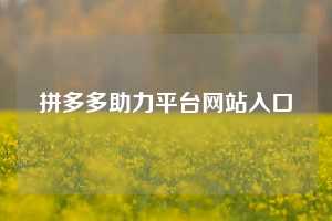 拼多多助力平台网站入口