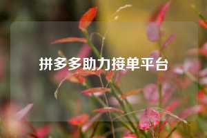 拼多多助力接单平台