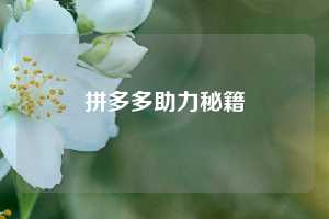 拼多多助力秘籍