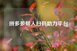 拼多多帮人扫码助力平台