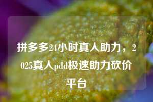 拼多多24小时真人助力，2025真人pdd极速助力砍价平台