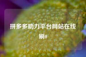 拼多多助力平台网站在线刷0