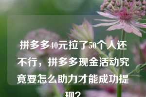 拼多多40元拉了50个人还不行，拼多多现金活动究竟要怎么助力才能成功提现？