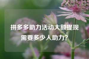 拼多多助力活动大额提现需要多少人助力？