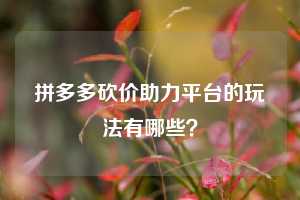 拼多多砍价助力平台的玩法有哪些?