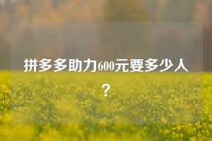 拼多多助力600元要多少人？