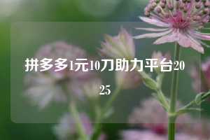 拼多多1元10刀助力平台2025