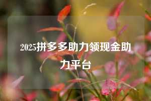 2025拼多多助力领现金助力平台