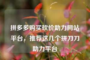 拼多多购买砍价助力网站平台，推荐这几个拼刀刀助力平台