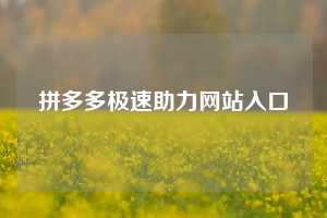拼多多极速助力网站入口