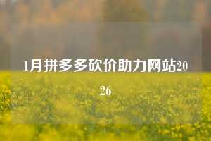 1月拼多多砍价助力网站2026